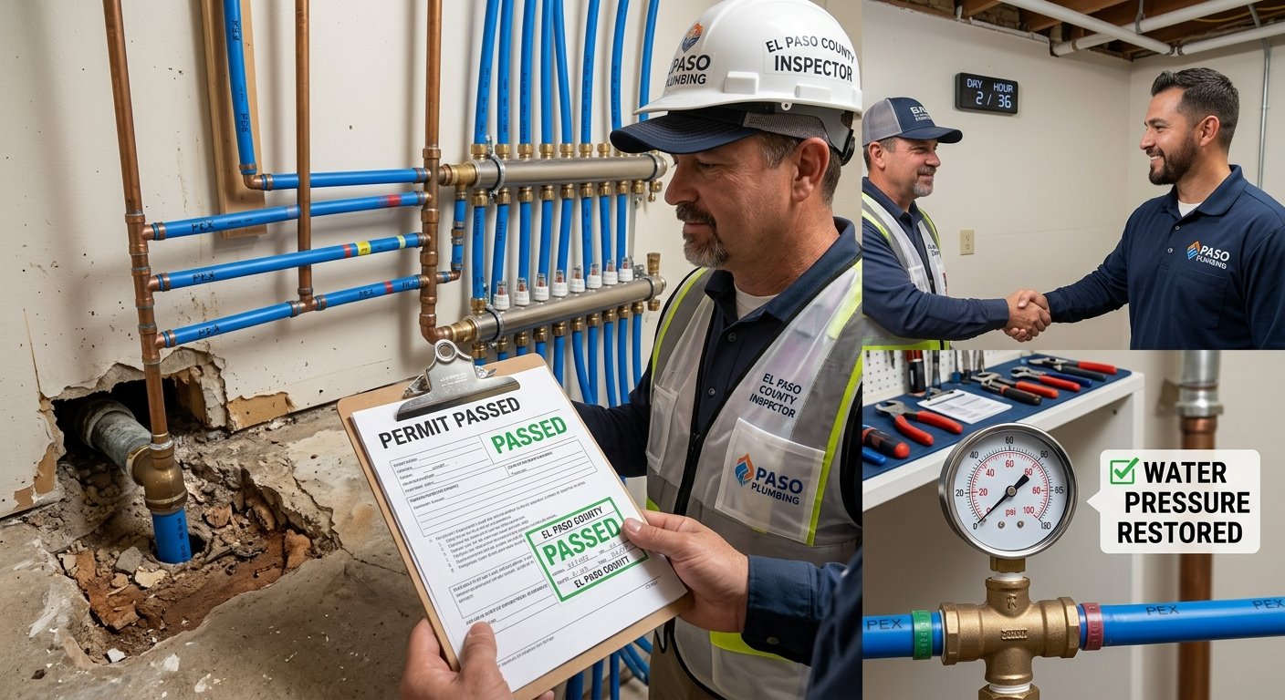 After full home repipe Transmountain Road Northeast El Paso TX — new PEX piping installed